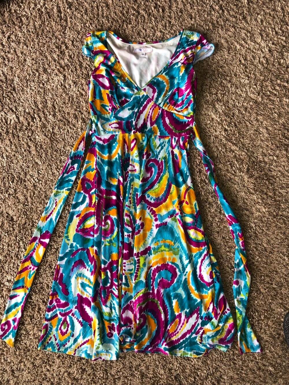 Lily Pulitzer Style Floral Print Cap Sleeve Dress Size S